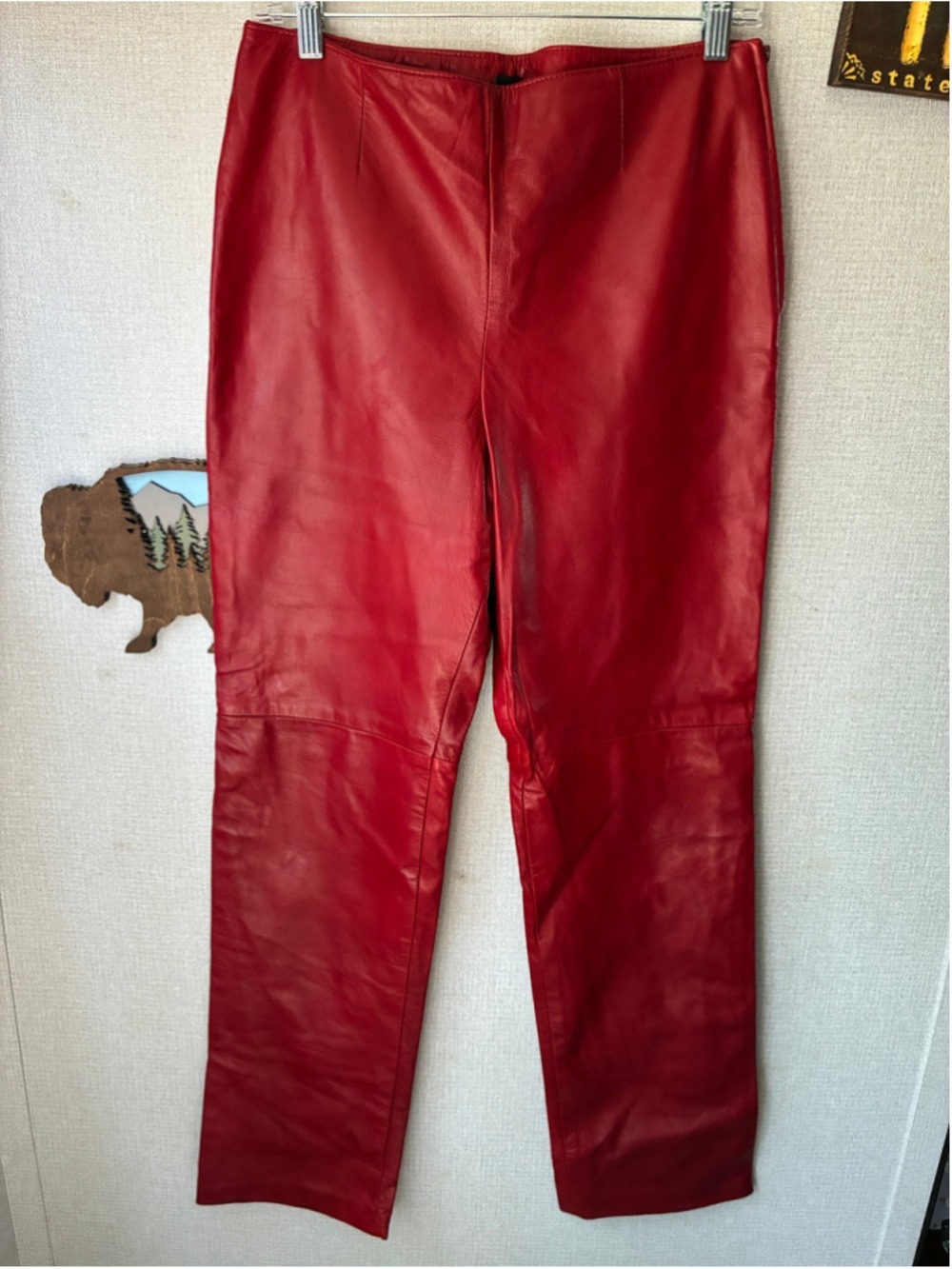 Women's Vintage 90s Danier Red Leather bootcut Pants Red Size 8 Made in Canada